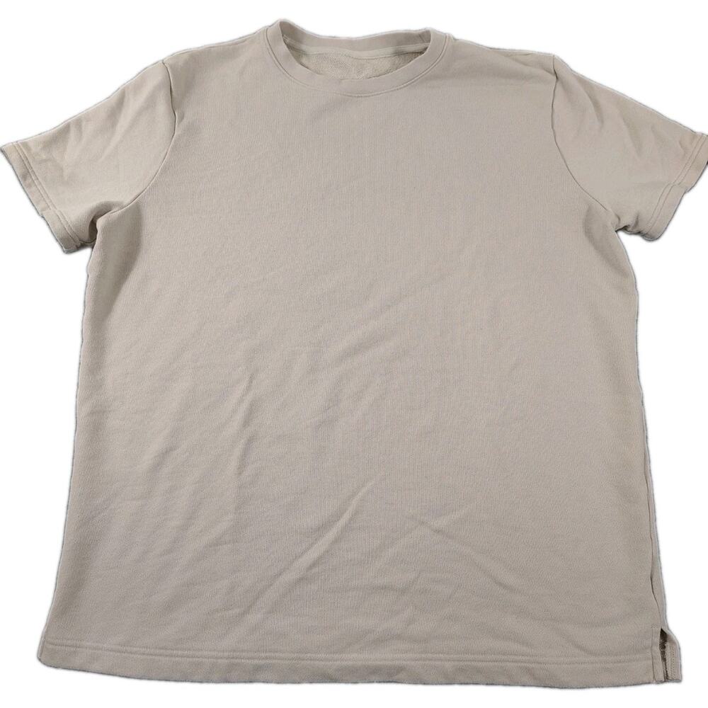 Alo Yoga Double Take Shirt Mens XL Cream Short Sleeve French Terry Stretch Tee